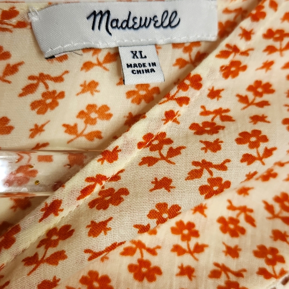 Ruffle-Yoke Prairie Peasant Modest Top in Cutout Blooms Size XL - Picture 8 of 11